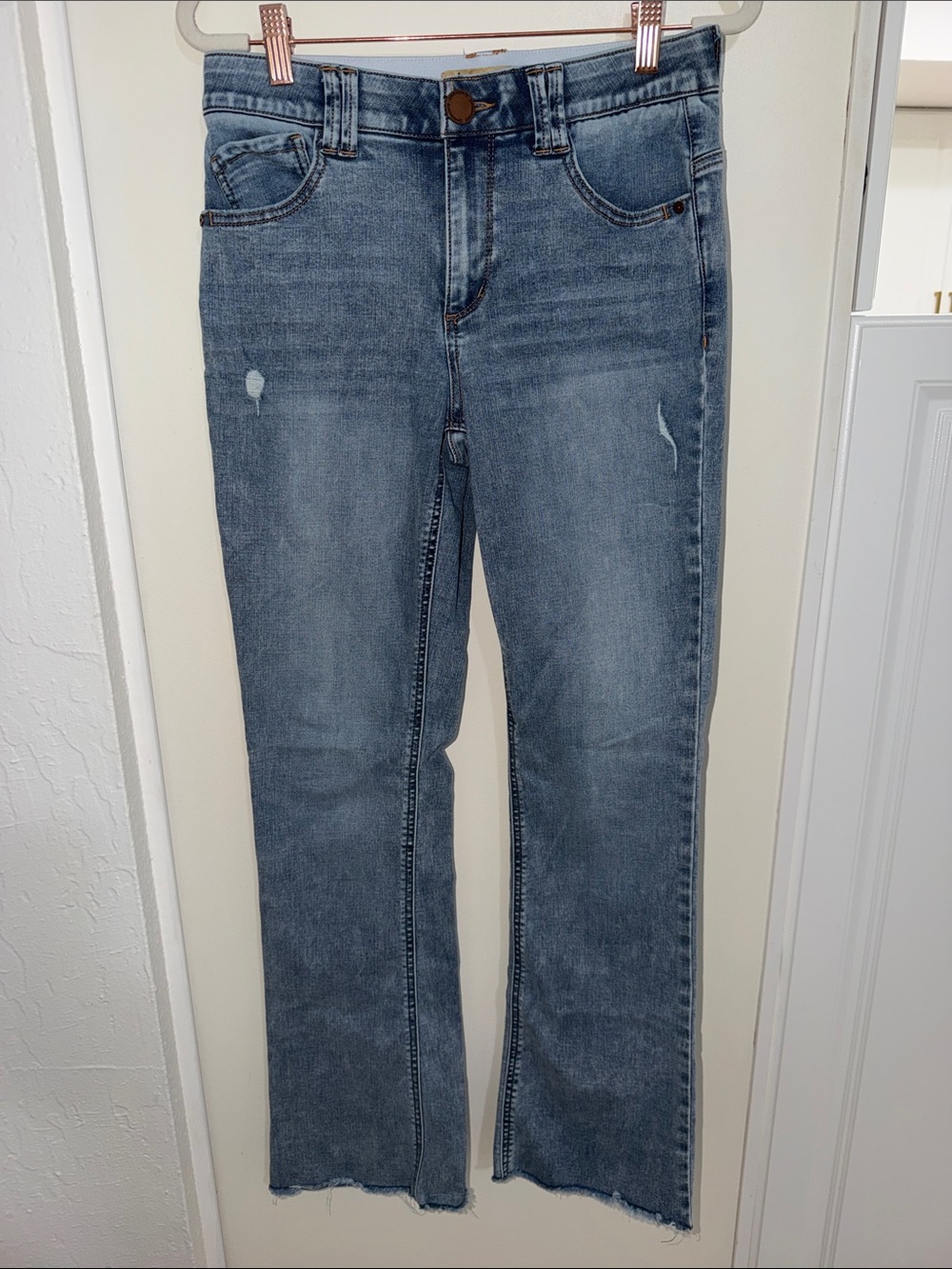 Democracy “Ab” technology Jeans in Medium Blue Wash Raw Hem | 6